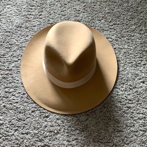 Lack of Color Hat. Tan with ribbon detail. Size Sm